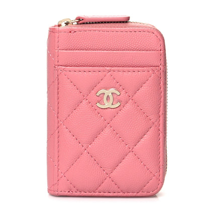 Chanel Caviar Quilted Zip Card Holder Pink 1 of 8
