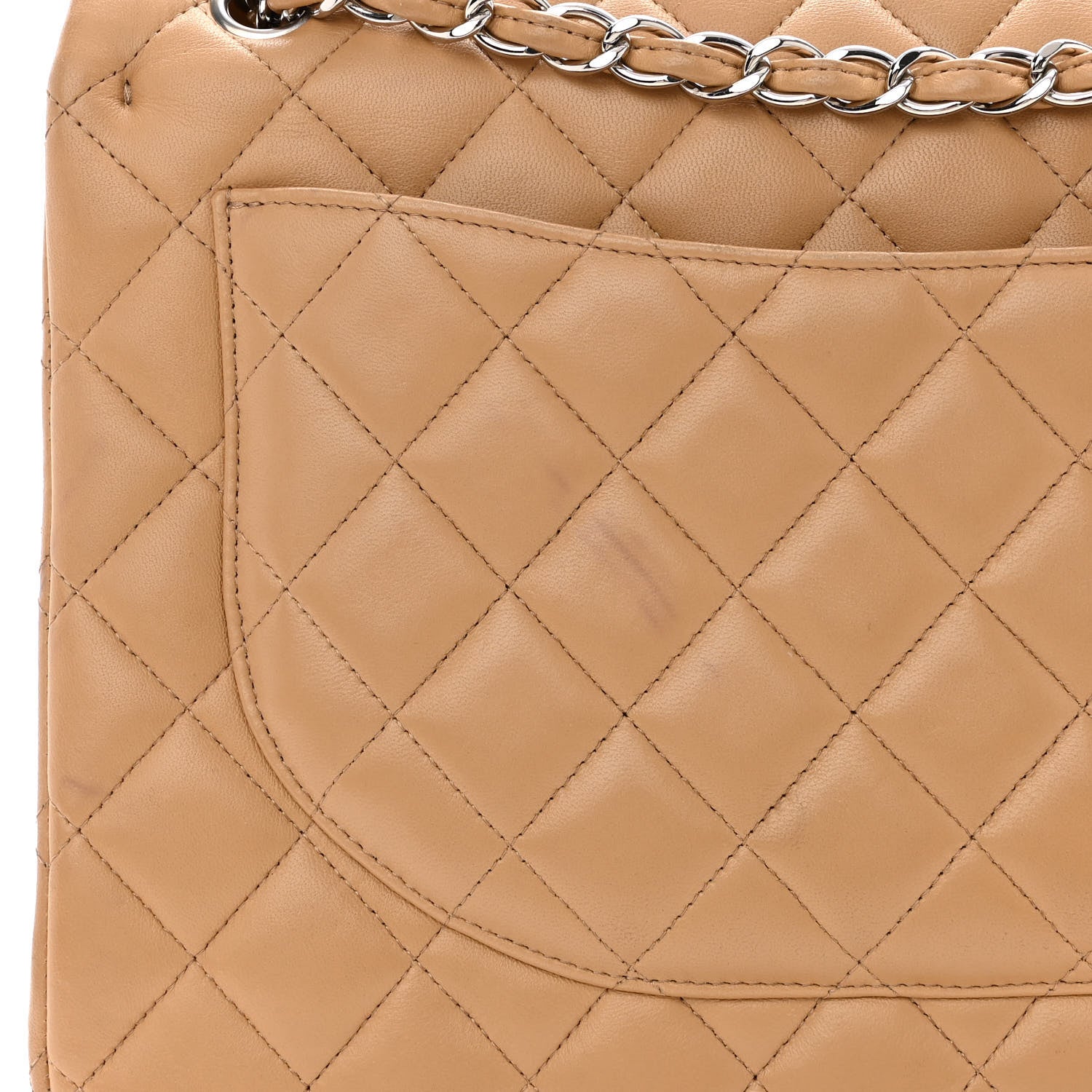 Chanel Lambskin Quilted Maxi Double Flap Beige 14 of 18