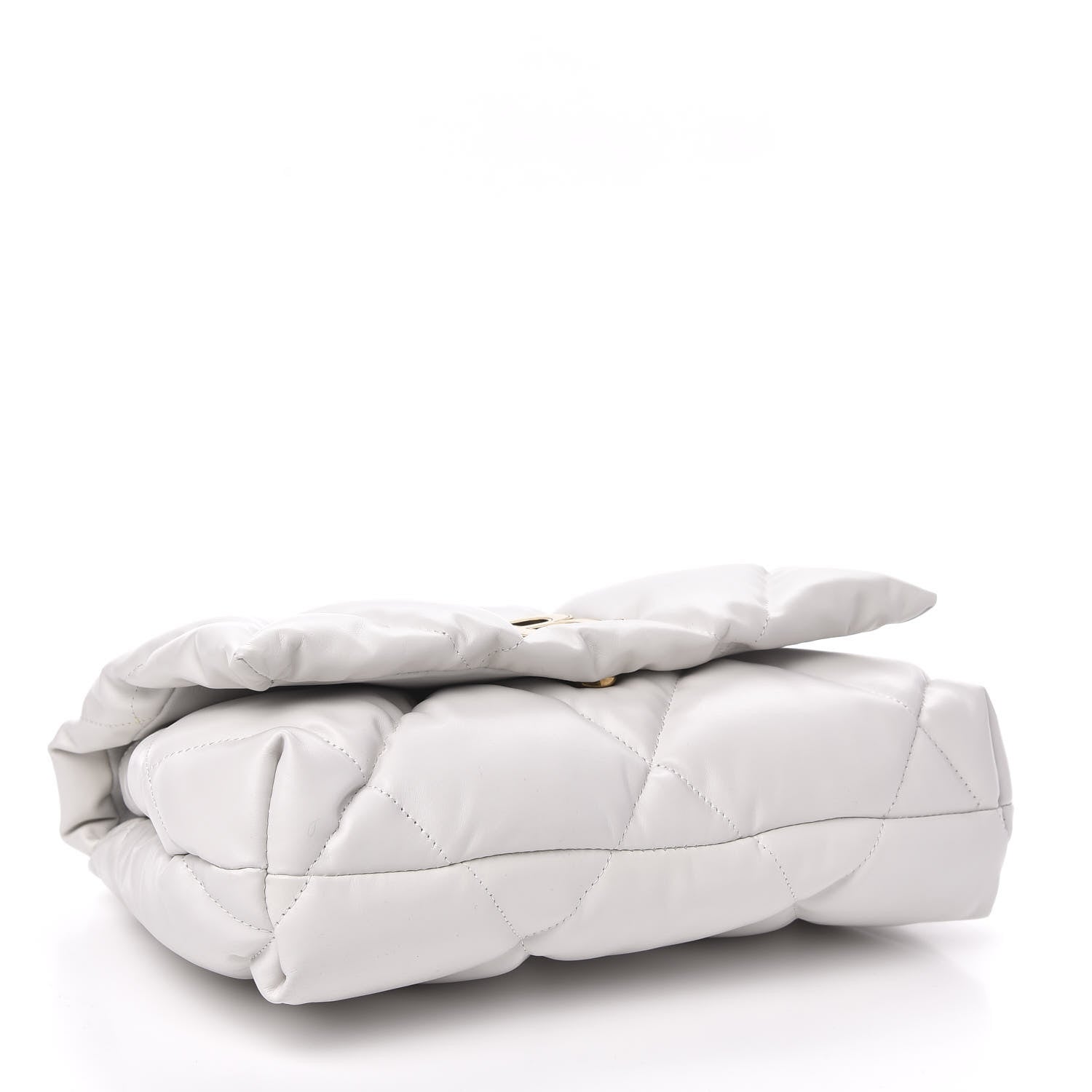Balenciaga Nappa Calfskin Quilted Touch B Puffy Clutch White 4 of 9