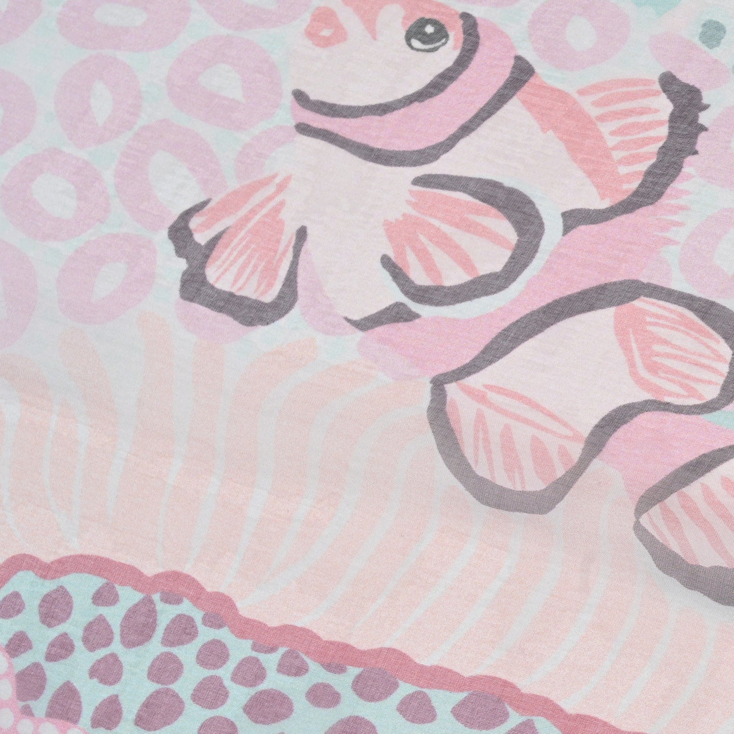 Silk Mousseline Under The Waves Shawl 140 Vert D Eau Vieux Rose Corail