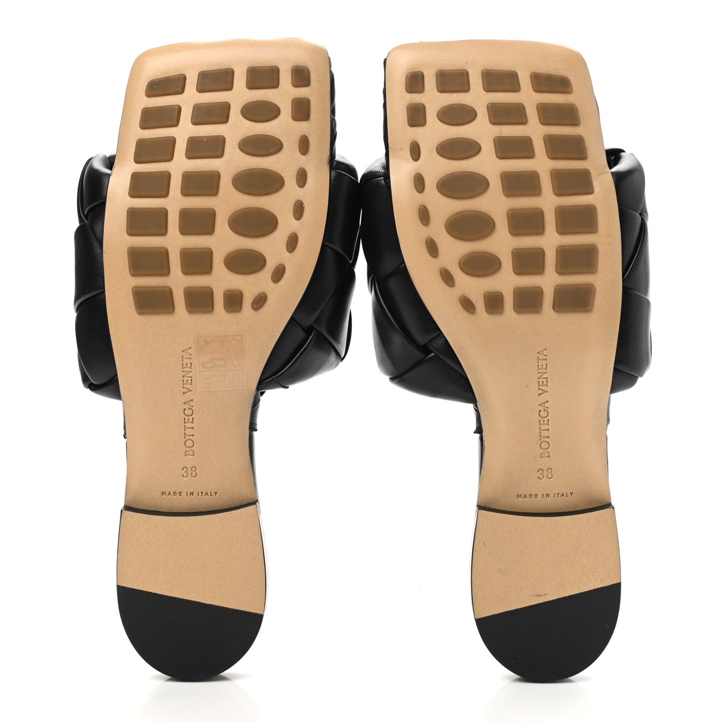 Nappa Maxi Intrecciato Lido Flat Sandals 38 Black