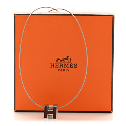 Hermes Palladium Lacquered Cage d'H Necklace Rouge H 7 of 7