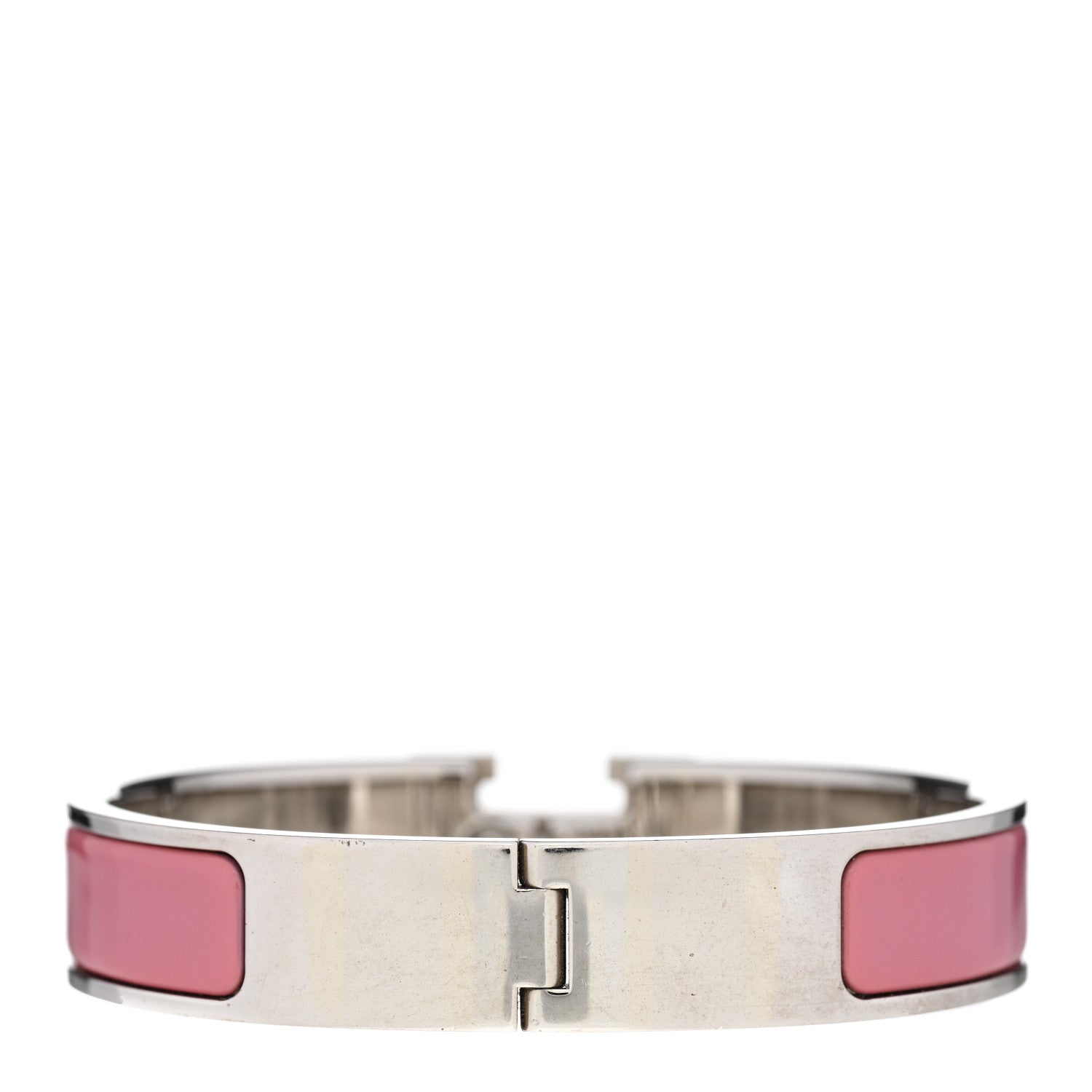 Hermes Enamel Narrow Clic Clac H Bracelet PM Rose Velours White 3 of 4