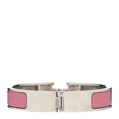 Hermes Enamel Narrow Clic Clac H Bracelet PM Rose Velours White 3 of 4