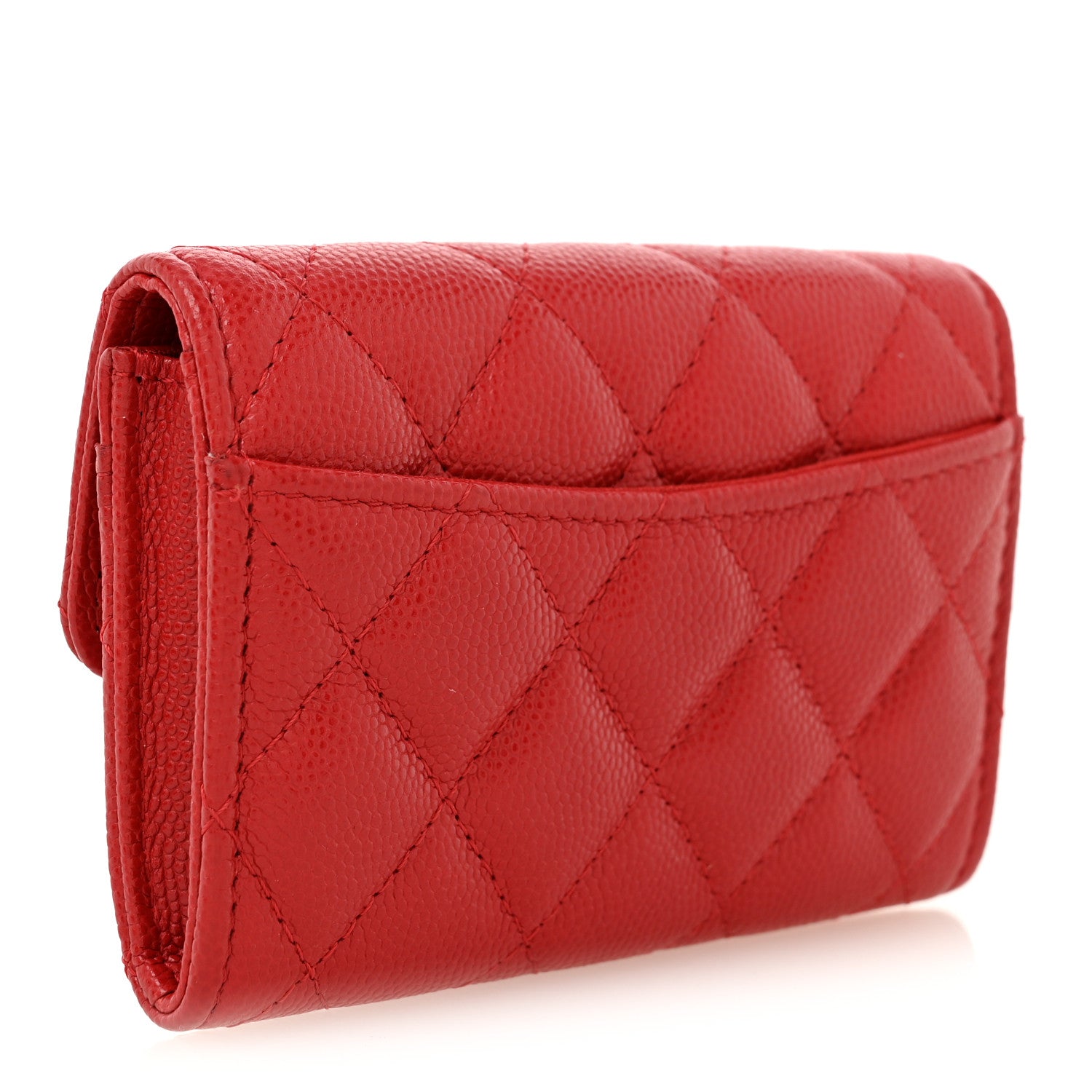 Chanel Caviar Quilted Flap Card Holder Wallet Red 3 of 9