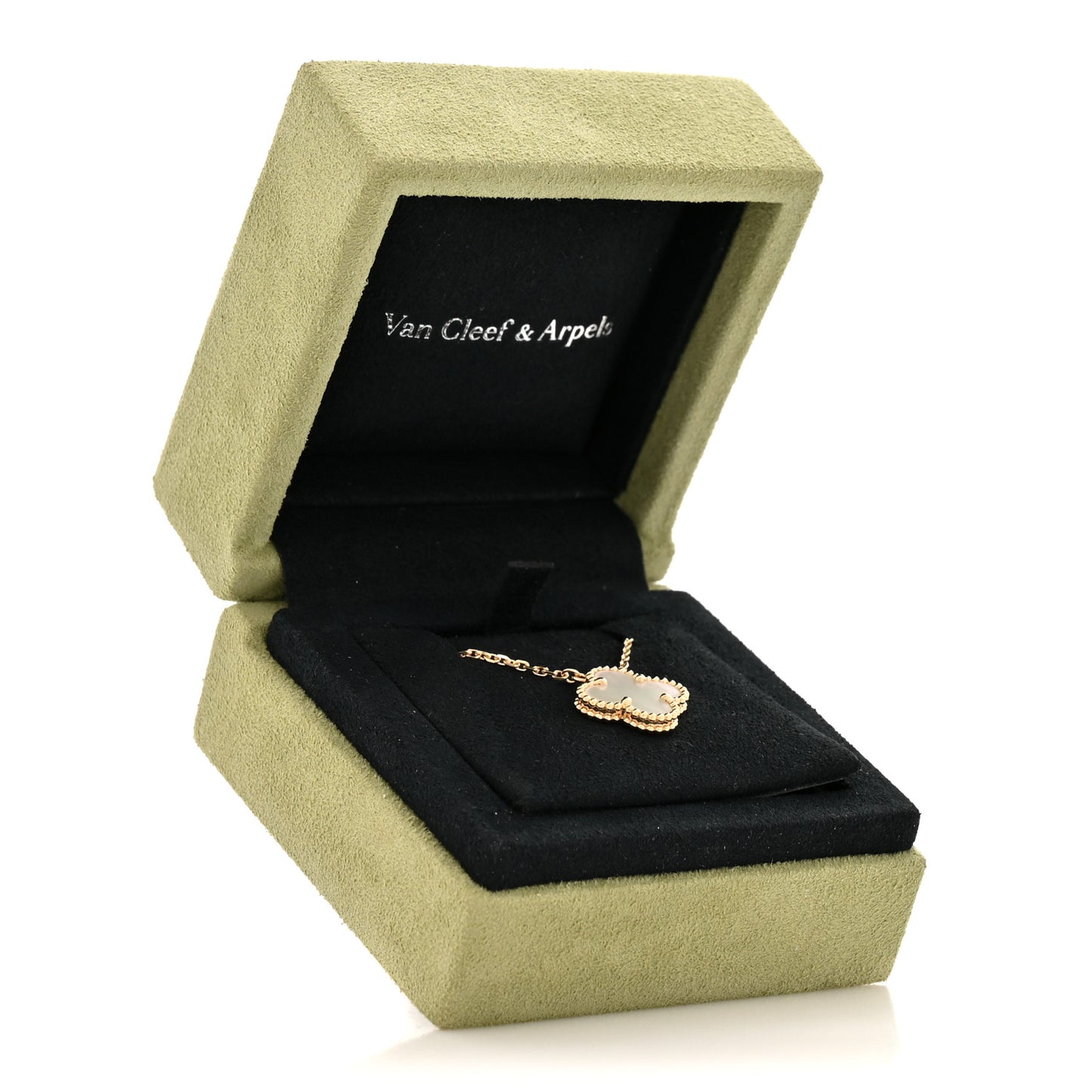 18K Yellow Gold Mother of Pearl Vintage Alhambra Pendant Necklace