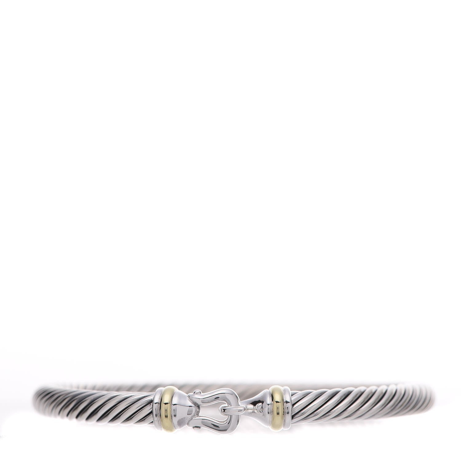 David Yurman Sterling Silver 18K Yellow Gold 5mm Cable Classic Buckle Bracelet 1 of 4