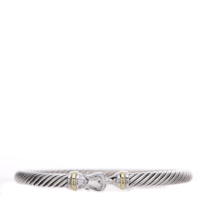 David Yurman Sterling Silver 18K Yellow Gold 5mm Cable Classic Buckle Bracelet 1 of 4