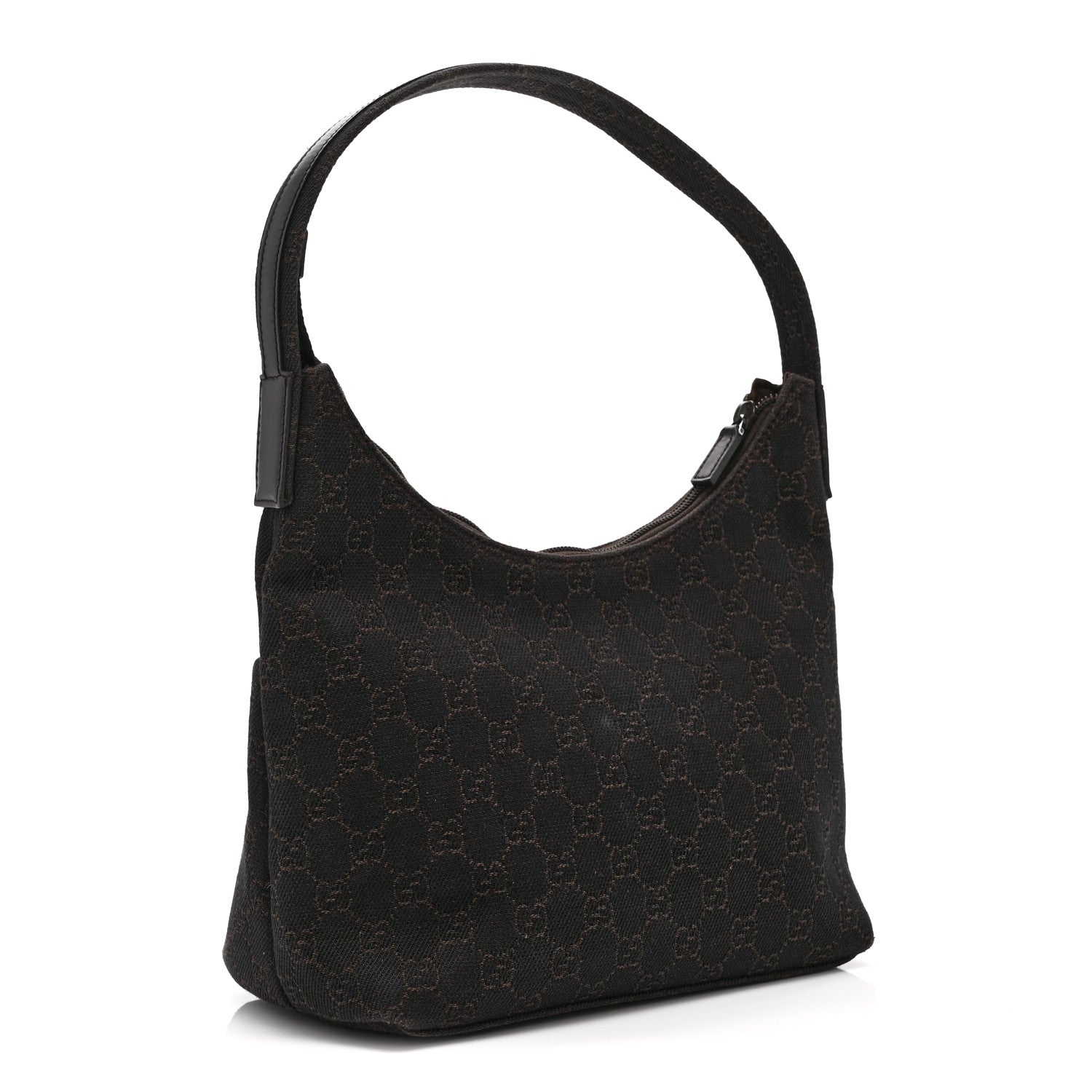 Gucci Denim Monogram Small Hobo Dark Brown 3 of 11
