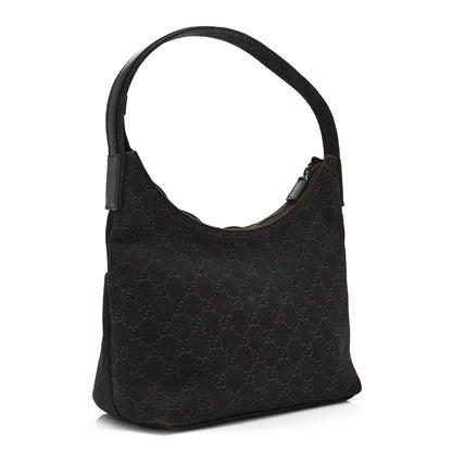 Gucci Denim Monogram Small Hobo Dark Brown 3 of 11