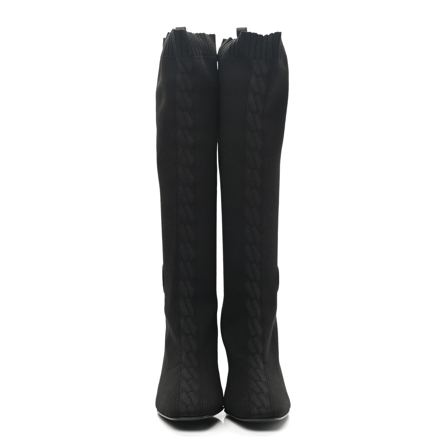 Knit Calfskin Fontaine 60 Boots 38.5 Black