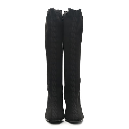 Hermes Knit Calfskin Fontaine 60 Boots 38.5 Black 2 of 8
