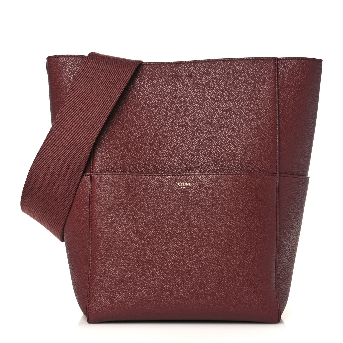 Soft Grained Calfskin Sangle Bucket Bag Burgundy