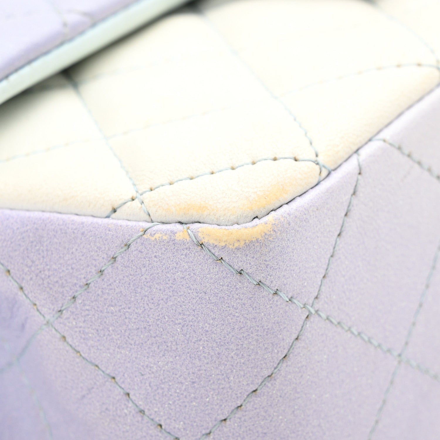 Chanel Perforated Lambskin Quilted Mini Rectangular Flap Light Blue Light Purple White 11 of 15