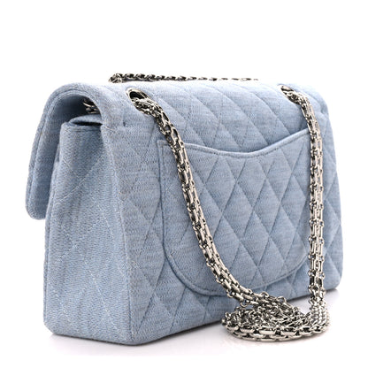 Chanel Jersey Quilted Small Double Flap Blue Clair 3 of 11