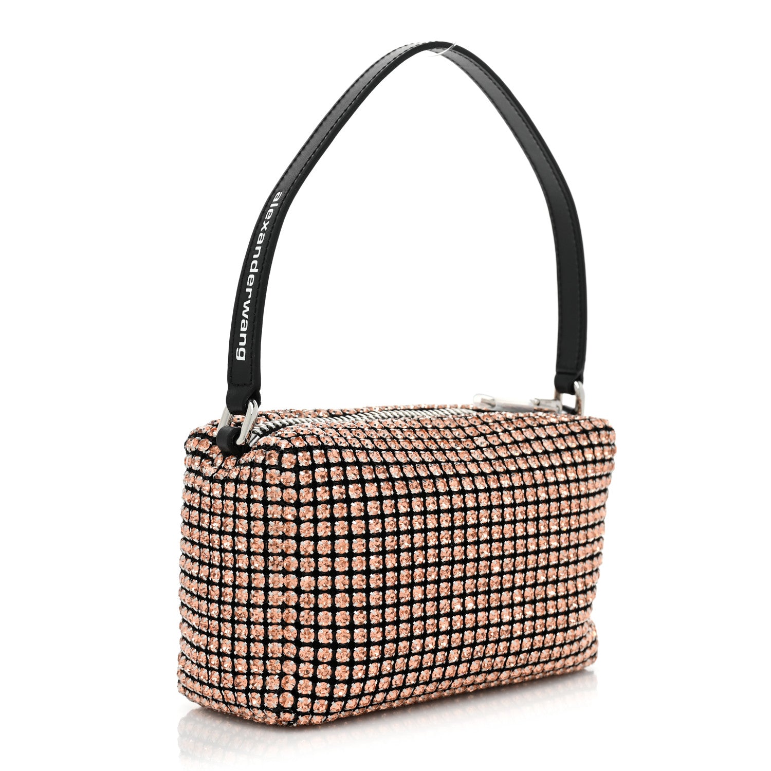 Alexander Wang Mesh Crystal Rhinestone Mini Heiress Pouch Faded Neon Orange 3 of 8
