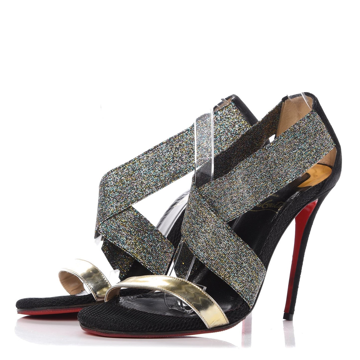 Specchio Suede Calfskin Elastagram 100 Sandals 38 Black Multi
