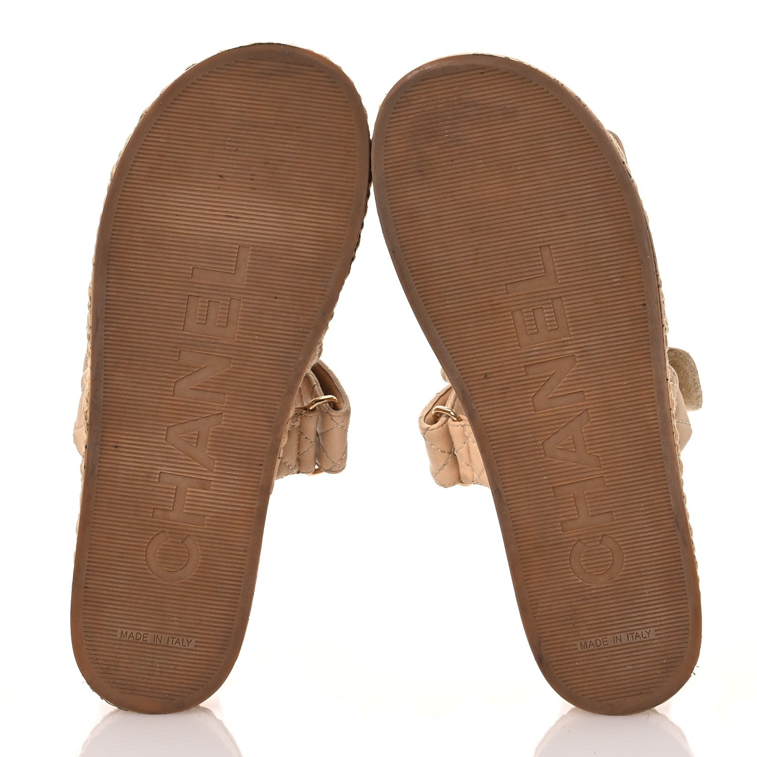 Chanel Cord Lambskin Quilted Logo Mules 39 Beige 6 of 17