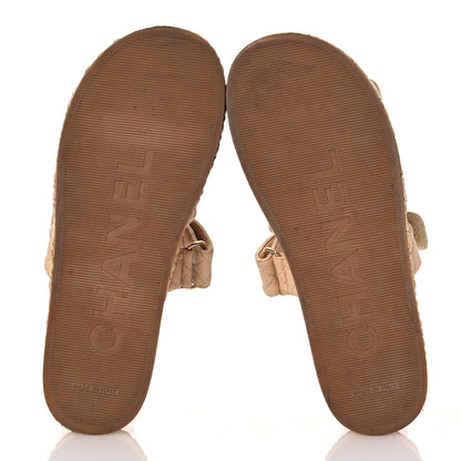 Chanel Cord Lambskin Quilted Logo Mules 39 Beige 6 of 17