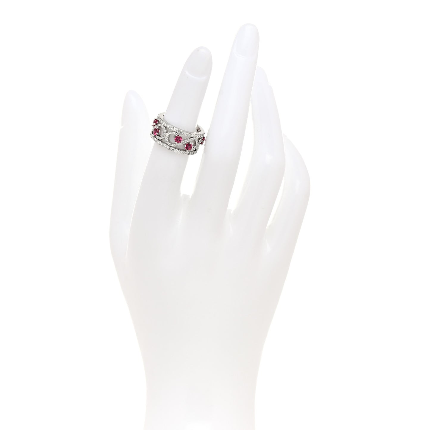 Platinum Diamond Ruby Enchant Scroll Ring 49 4.75