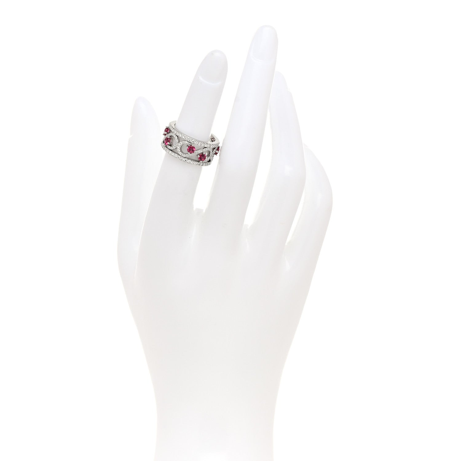 Tiffany Platinum Diamond Ruby Enchant Scroll Ring 49 4.75 2 of 5
