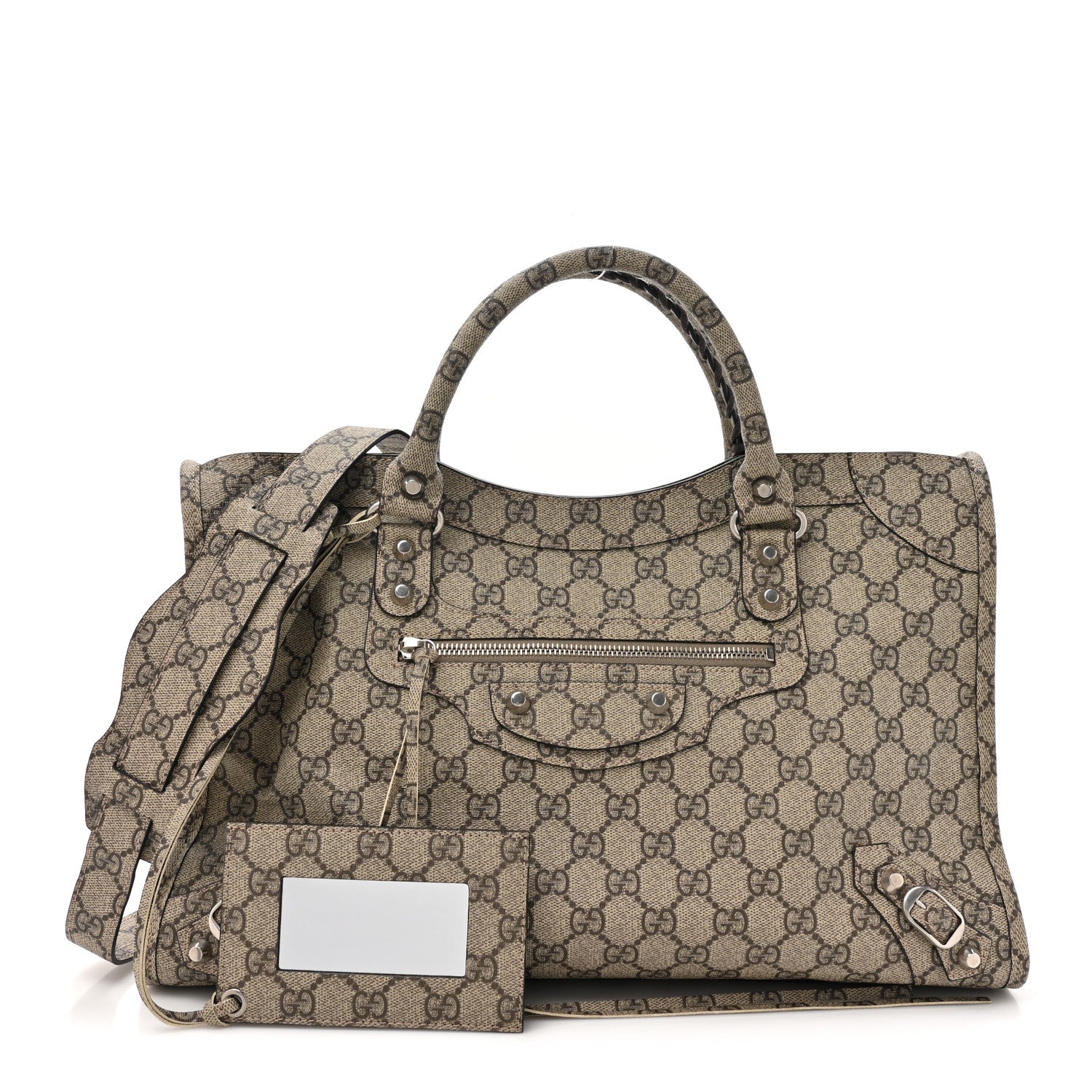 Balenciaga X GUCCI GG Supreme Monogram Neo Classic Silver Hardware City Beige Ebony 3 of 11