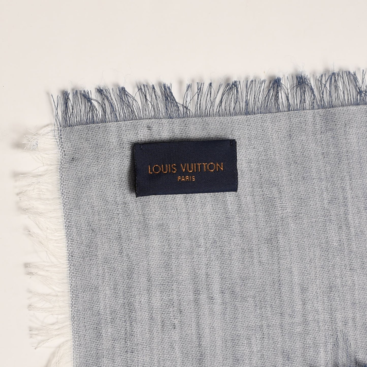 Wool Cotton Silk Daily Monogram Stole Denim