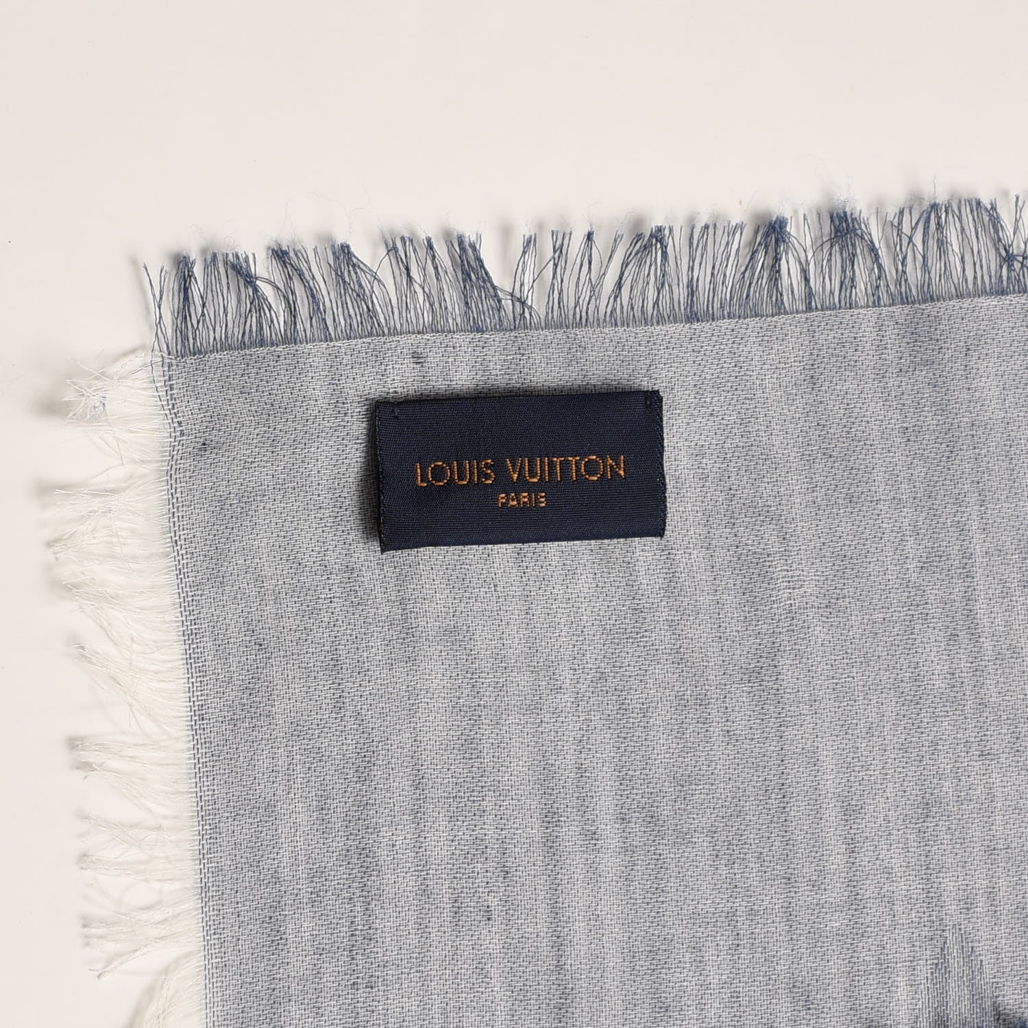 Louis Vuitton Wool Cotton Silk Daily Monogram Stole Denim 3 of 4