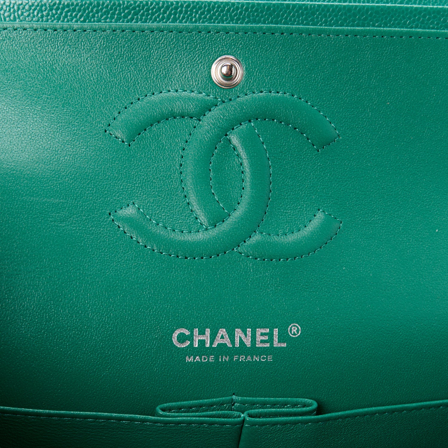 Chanel Caviar Quilted Medium Double Flap Green 6 of 11