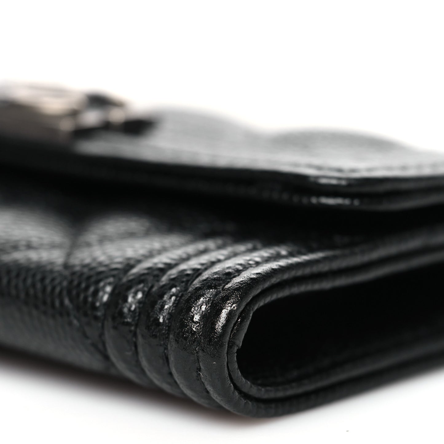 Caviar Quilted Boy Flap Card Holder Black
