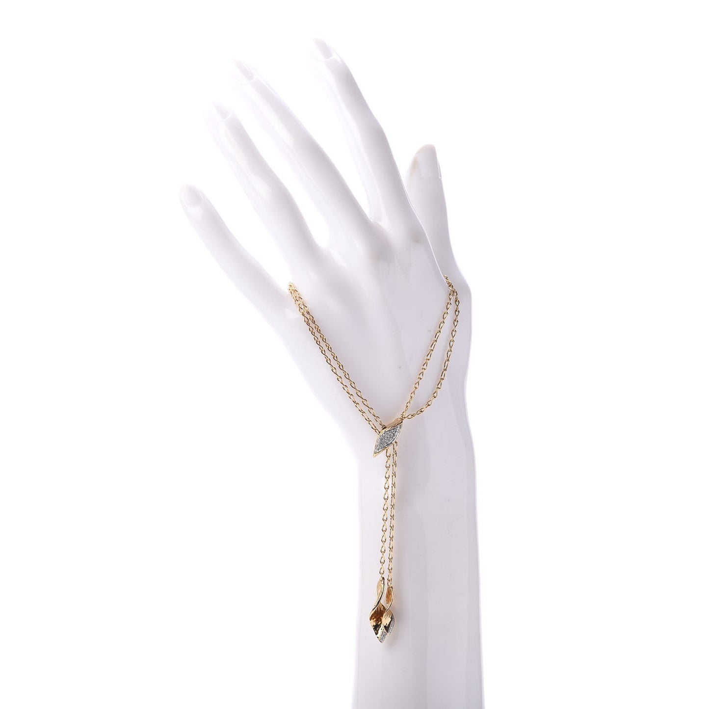 18K Yellow Gold Diamond Classic Chain Wave Hammered Pull Through Bracelet