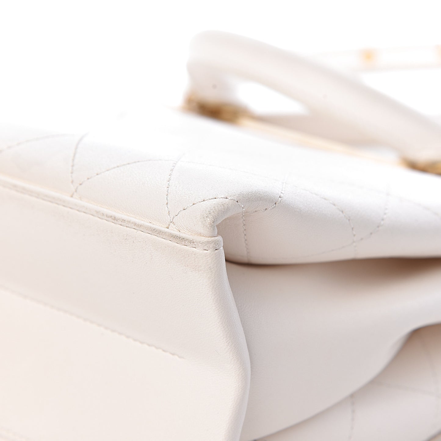 Lambskin Quilted Coco Luxe Top Handle Flap White