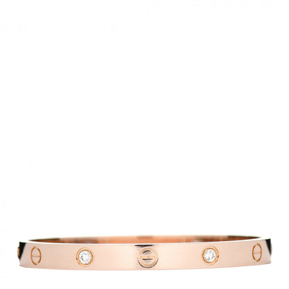 Cartier 18K Pink Gold 4 Diamond LOVE Bracelet 17 3 of 5
