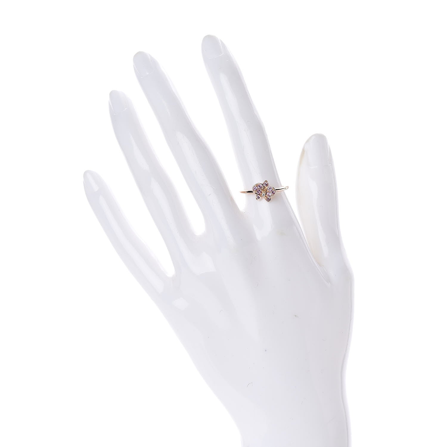 Cartier 18K Pink Gold Diamond Pink Sapphire Caresse D'Orchidees Par Ring 51 5.75 2 of 6