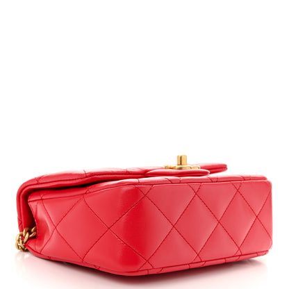 Chanel Shiny Lambskin Quilted Mini Sweetheart Flap Dark Red 2 of 10