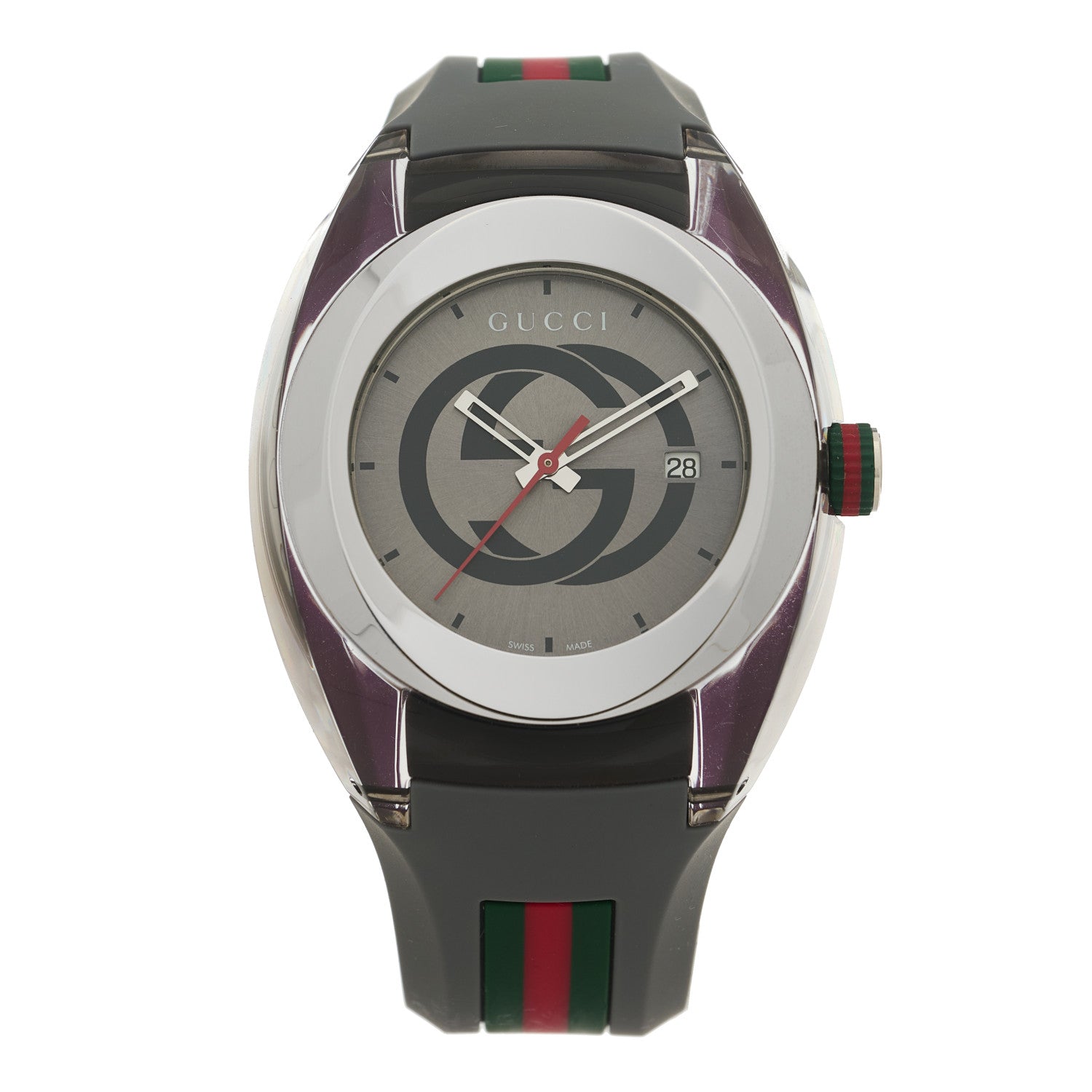 Gucci Stainless Steel Rubber 46mm Sync Web Quartz Watch Grey 2 of 6