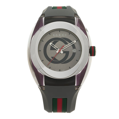 Gucci Stainless Steel Rubber 46mm Sync Web Quartz Watch Grey 2 of 6