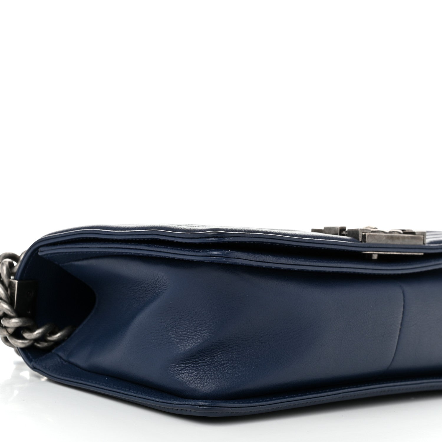 Chanel Grained Calfskin Quilted Medium Boy Flap Navy 9 of 11