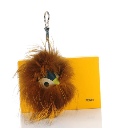 Fendi Fox Fur Vitello Lucy Junior Mini Monster Bag Bug Charm Ocean Multicolor Giallo 5 of 5