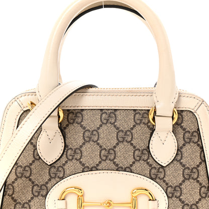 Gucci GG Supreme Monogram Azalea Calfskin Mini Horsebit 1955 Top Handle Bag Beige Ebony Mystic White 14 of 31