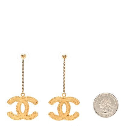 Chanel CC Drop Earrings Matte Gold 2 of 5