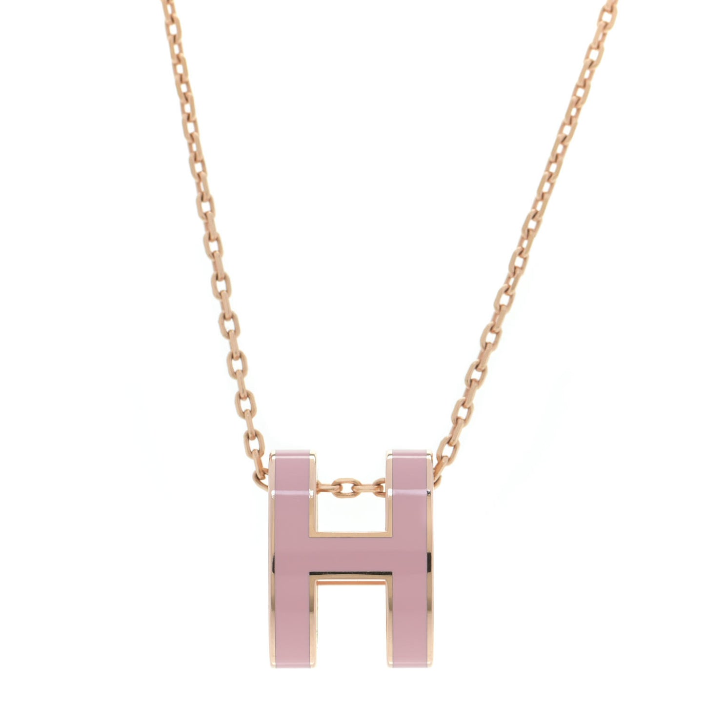 Lacquered Rose Gold Pop H Pendant Necklace Rose Dragee