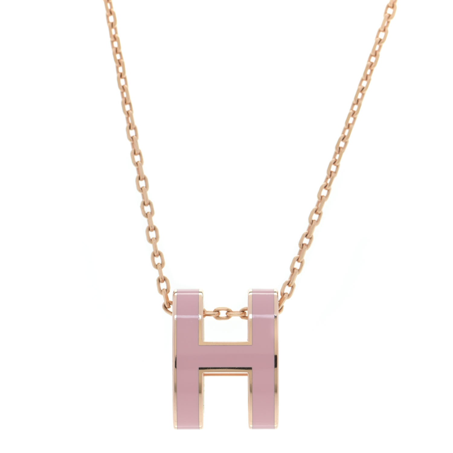 Hermes Lacquered Rose Gold Pop H Pendant Necklace Rose Dragee 3 of 6