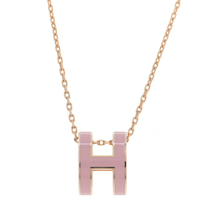 Hermes Lacquered Rose Gold Pop H Pendant Necklace Rose Dragee 3 of 6