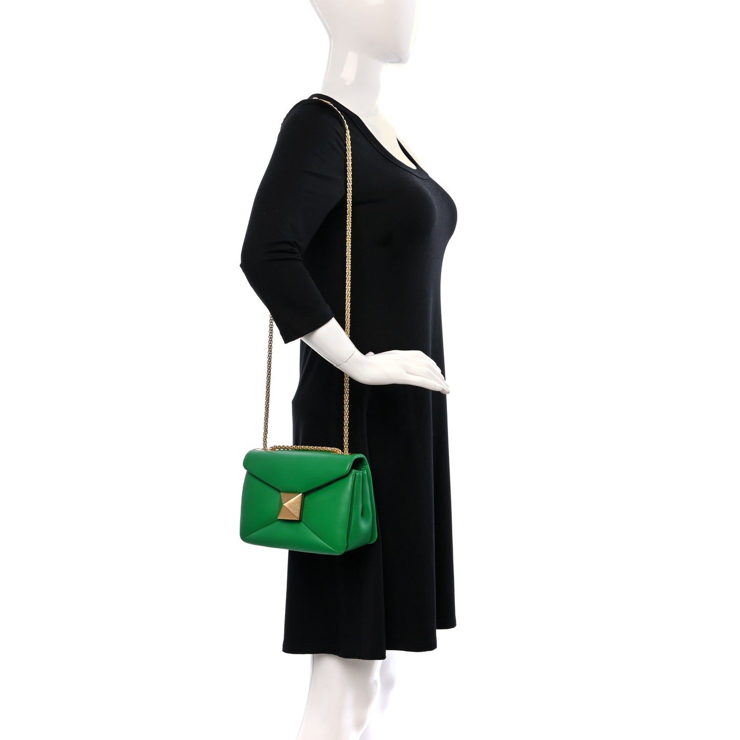 Nappa One Stud Chain Clutch Gea Green