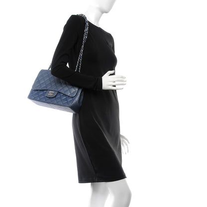 Chanel Lambskin Perforated Jumbo Single Flap Blue 2 of 10