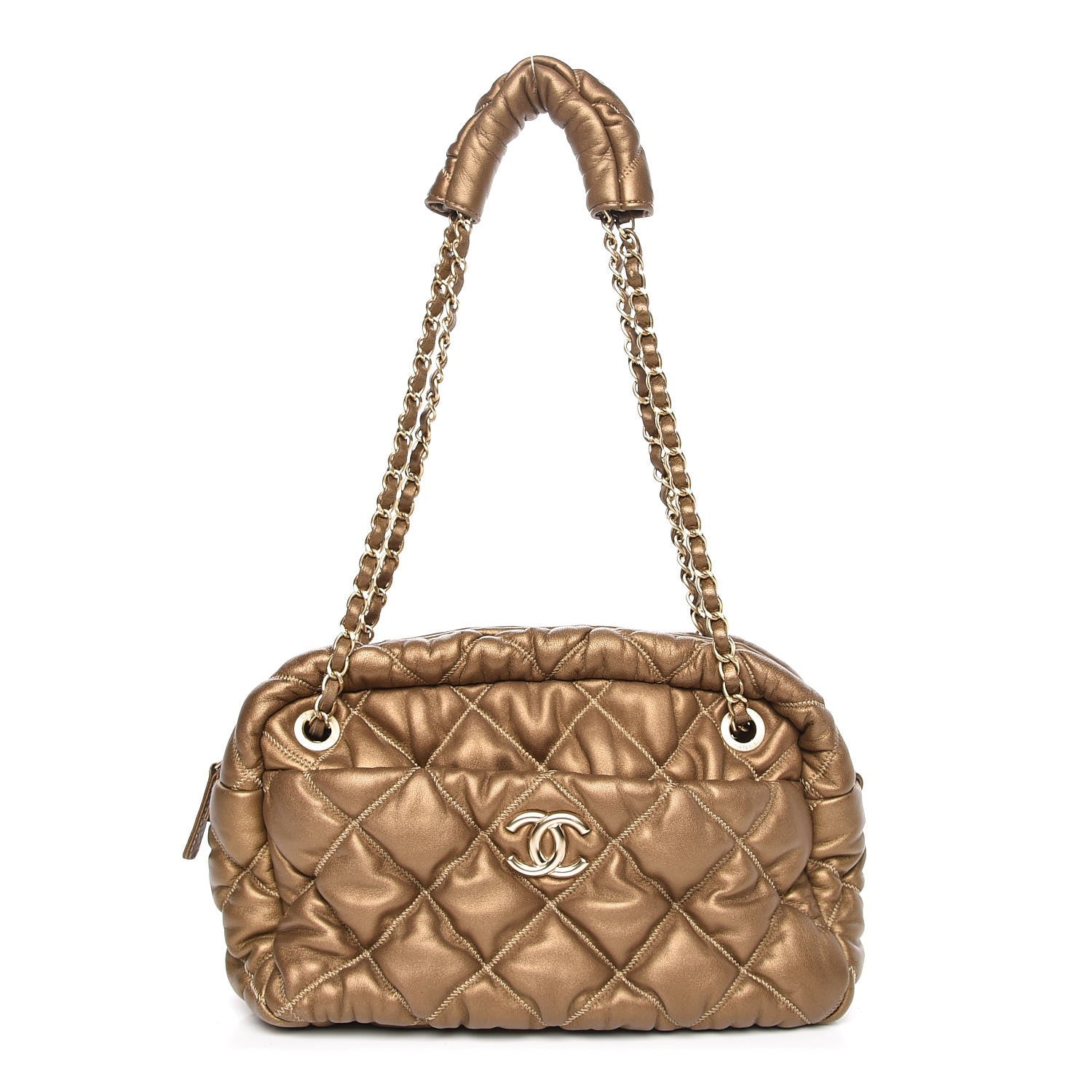 Chanel Metallic Lambskin Bubble Quilt Camera Case Bronze 1 of 7