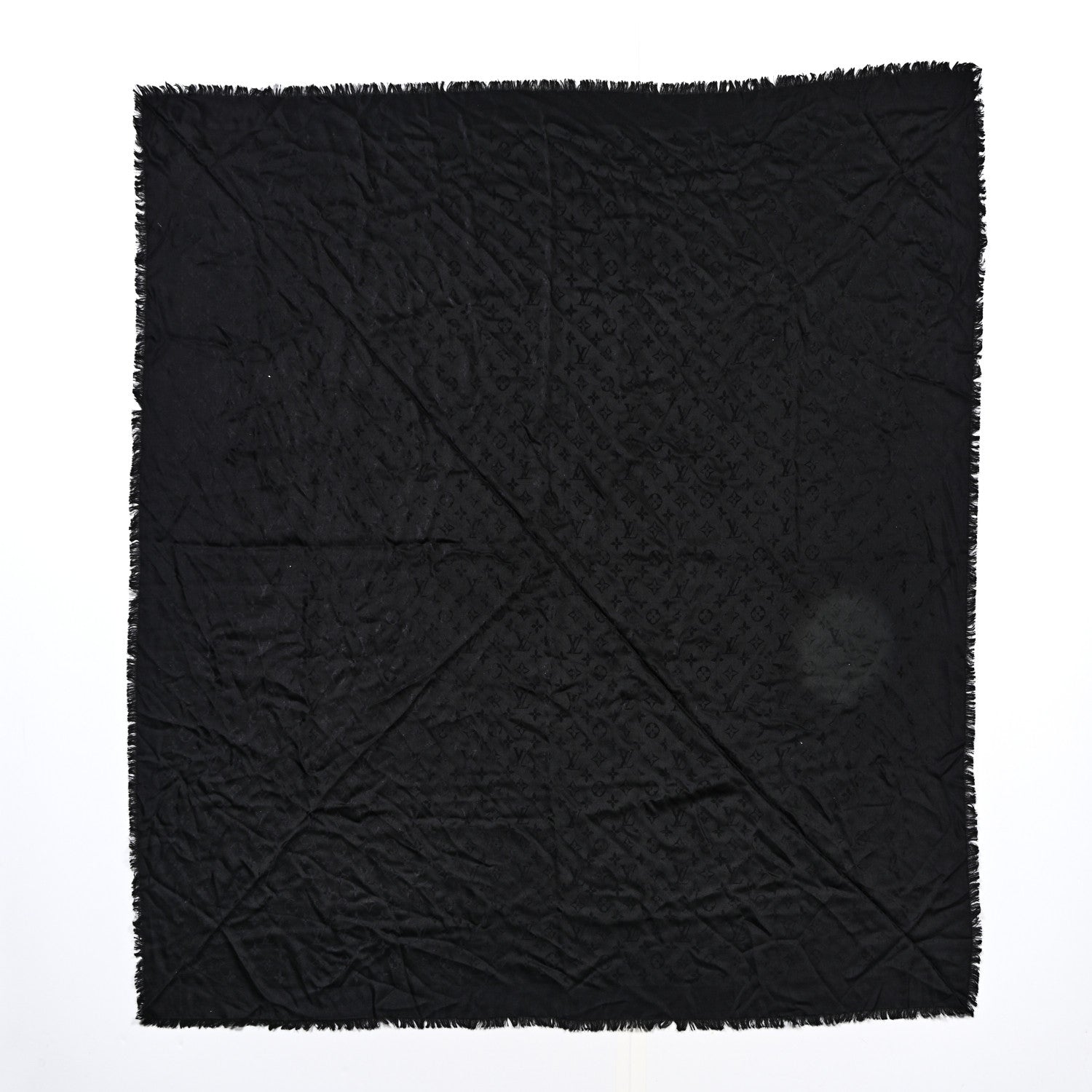 Louis Vuitton Silk Wool Monogram Shawl Black 1 of 3