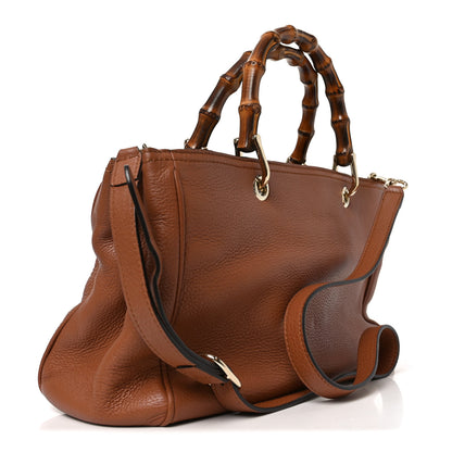 Gucci Pebbled Calfskin Medium Bamboo Shopper Tote Acero 3 of 10