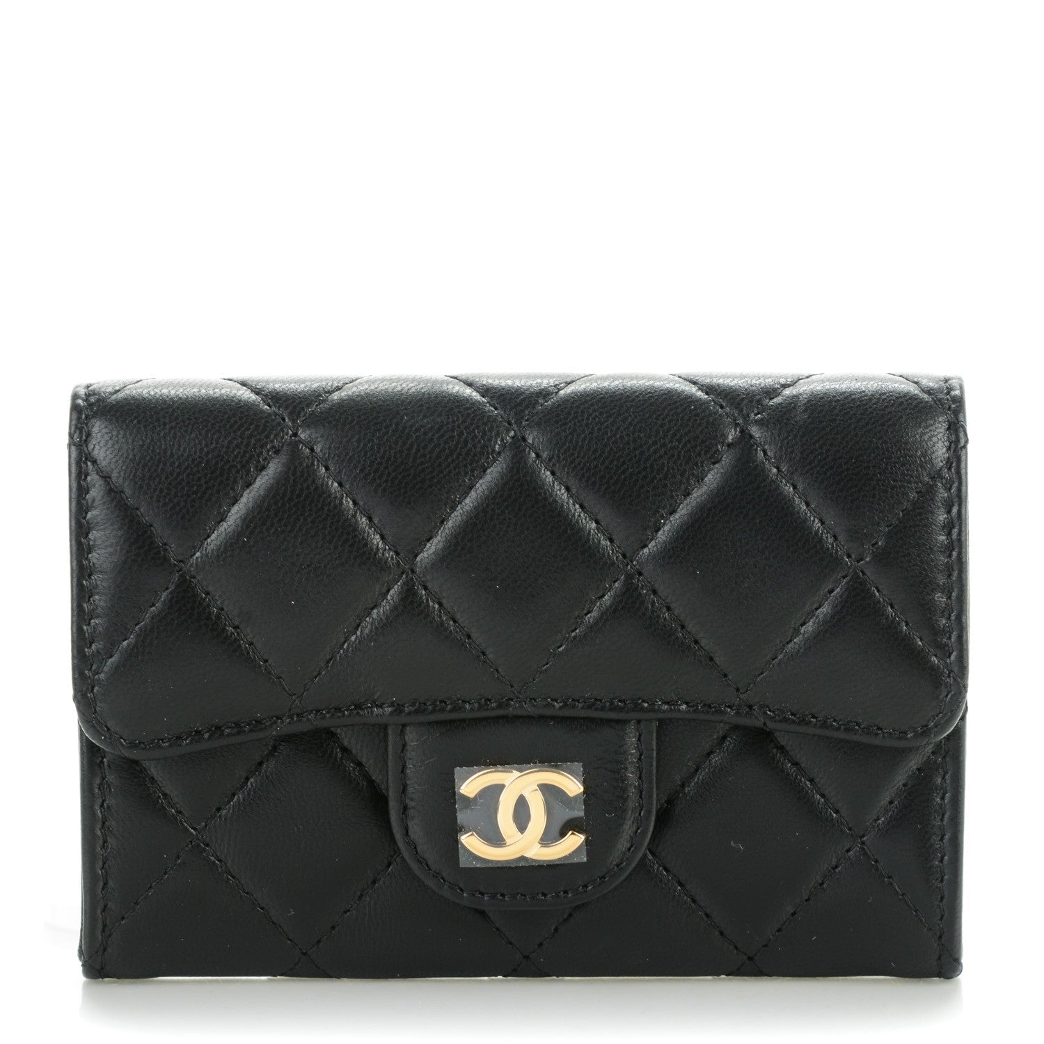 Chanel Lambskin Quilted Flap Card Holder Black 1 of 8